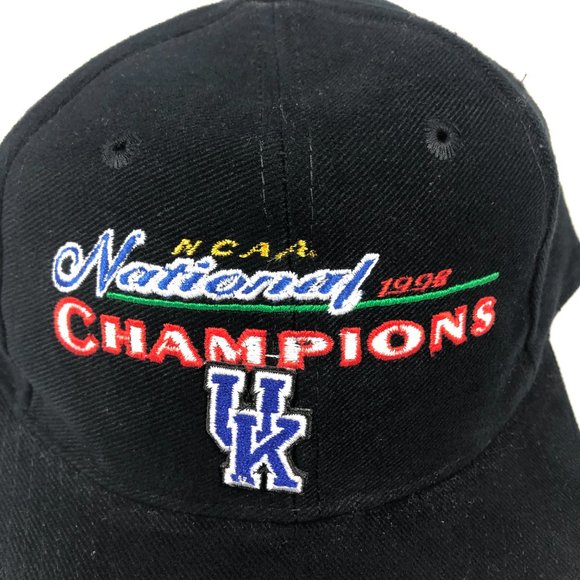 1998 Kentucky Wildcats NCAA Championship Hat Snap Back Black Logo 7 Embroidered - Picture 2 of 9